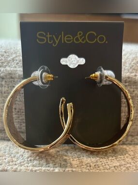 Style & Co. Shiny Gold Thick Hoop Earrings